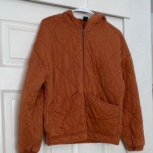 Quilted Orange Hooded Jacket wild fable